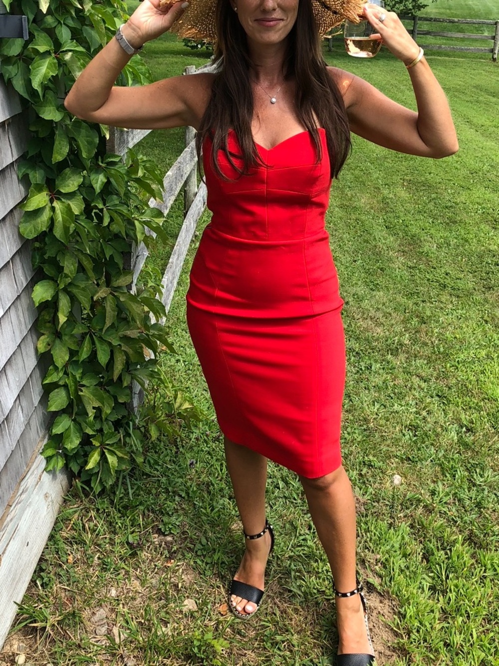 Milly Strapless Red Sheath Dress